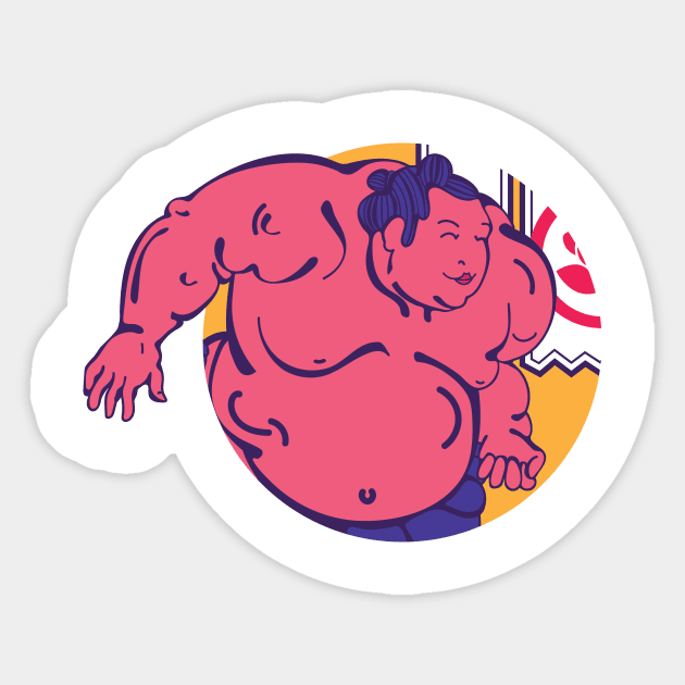 Sumo Wrestler Sticker by Aditi Kamat